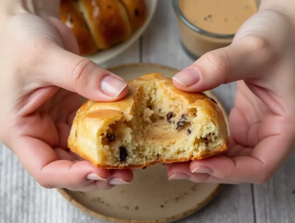 Breaking open a soft stout bun