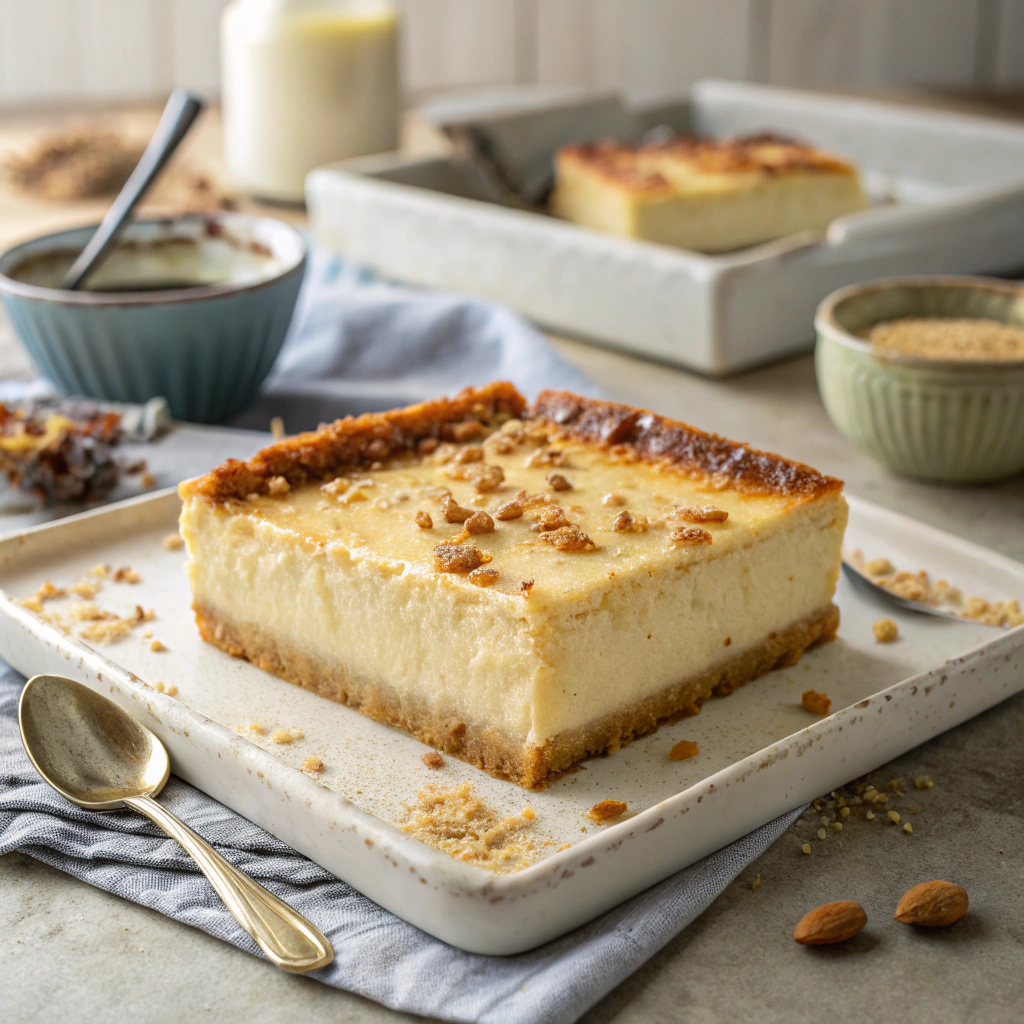 Ingredients for the zero-added-sugar protein cheesecake arranged on a work surface.